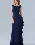 Stella Couture Navy Mermaid Formal Evening Gown Train Dress Size 10