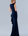 Stella Couture Navy Mermaid Formal Evening Gown Train Dress Size 10