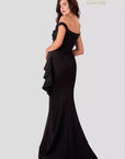 Terani Couture Black Beaded Off Shoulder Mermaid Evening Gown Size 6