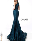 Jovani Dress Blue Sequin Lace Mermaid Gown Strapless Sleeveless Size 8 High Neck